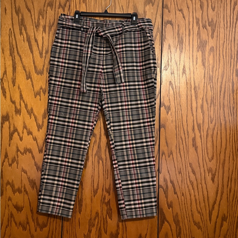 Jules & Leopold Plaid Tie Waist Pants XL Ankle Career Trouser